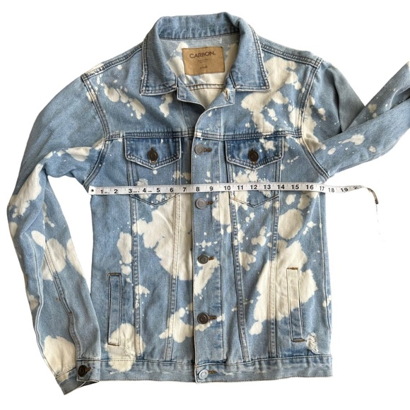 Carbon Womens Tie Dye Denim/Jeans Jacket Light Wash‎ with Distress Size S New! - Picture 8 of 11